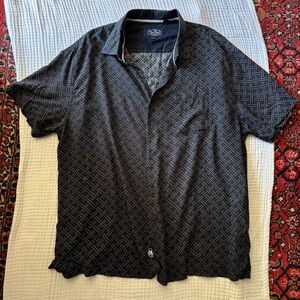 Nat Nast Silk Blend geometric print short sleeve button up camp shirt sz XL